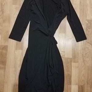 BCBG MAXAZRIA WRAP DRESS MIDI BLACK M